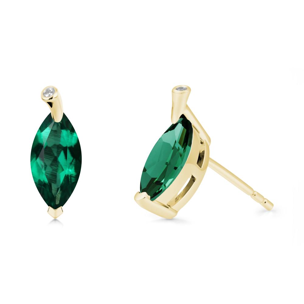 Leaf Inspired Marquise Shaped Emerald Earrings - LUO Jewelry #metal_18k yellow gold