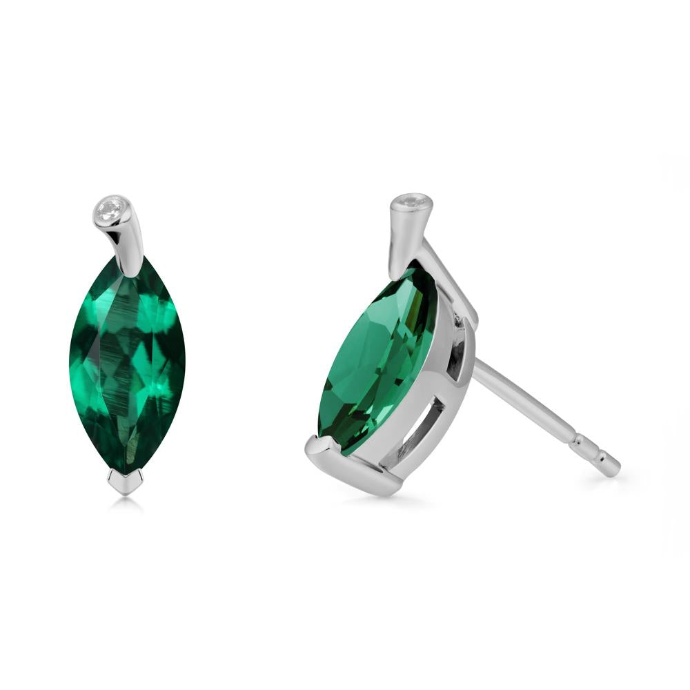 Leaf Inspired Marquise Shaped Emerald Earrings - LUO Jewelry #metal_platinum