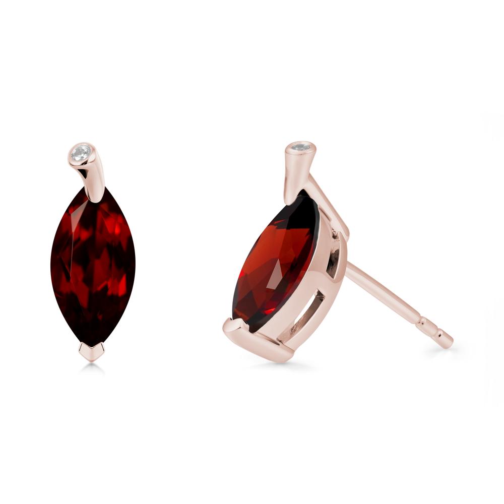 Marquise Garnet Leaf Earrings - LUO Jewelry #metal_14k rose gold