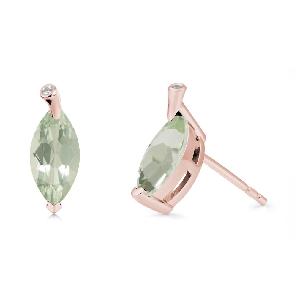 Leaf Inspired Marquise Shaped Green Amethyst Earrings - LUO Jewelry #metal_18k rose gold