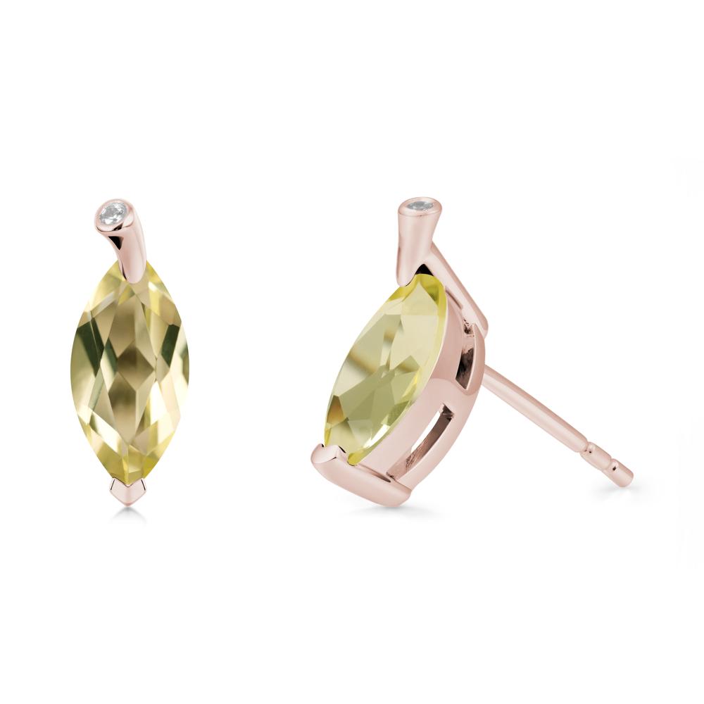 Marquise Lemon Quartz Leaf Earrings - LUO Jewelry #metal_14k rose gold