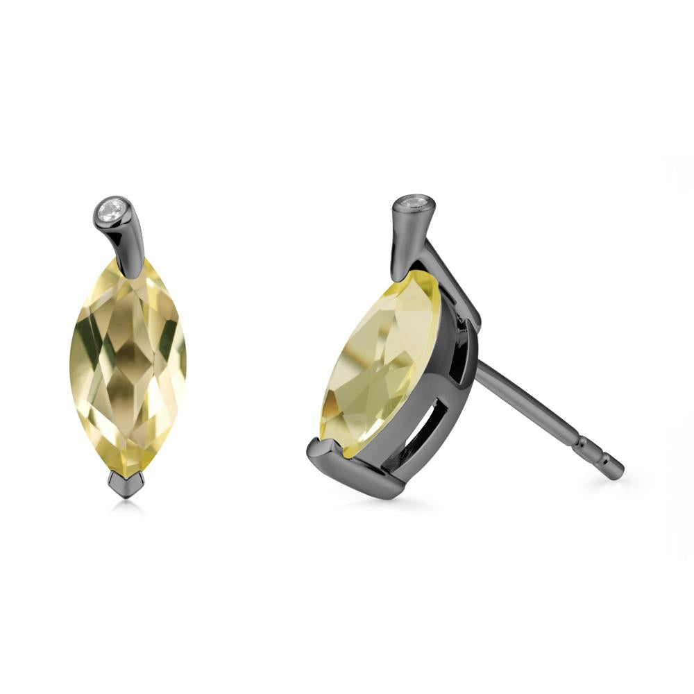 Marquise Lemon Quartz Leaf Earrings - LUO Jewelry #metal_black finish sterling silver