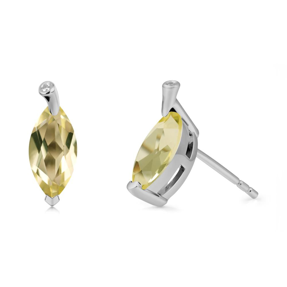 Marquise Lemon Quartz Leaf Earrings - LUO Jewelry #metal_platinum