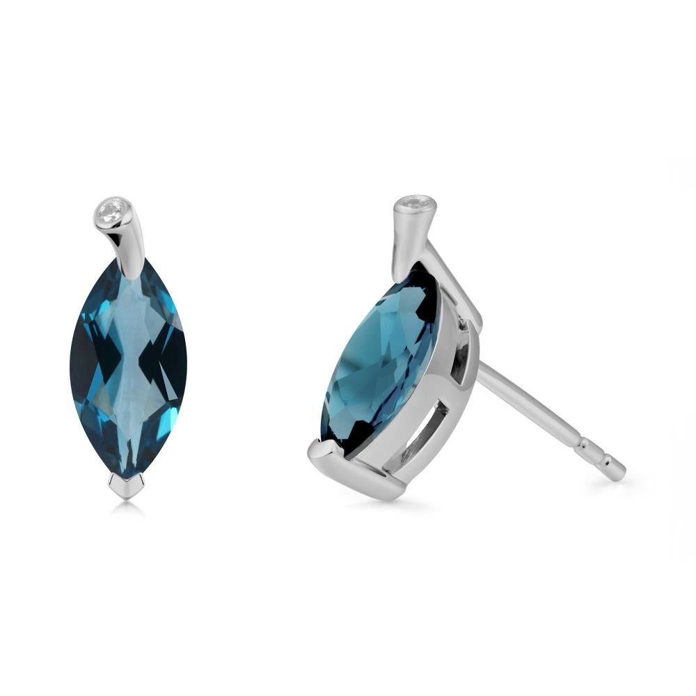 Leaf Inspired Marquise Shaped London Blue Topaz Earrings - LUO Jewelry #metal_platinum