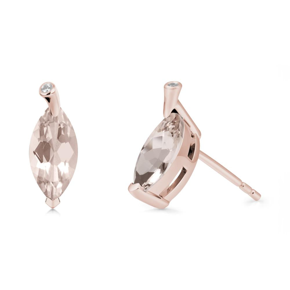 Marquise Morganite Leaf Earrings - LUO Jewelry #metal_14k rose gold