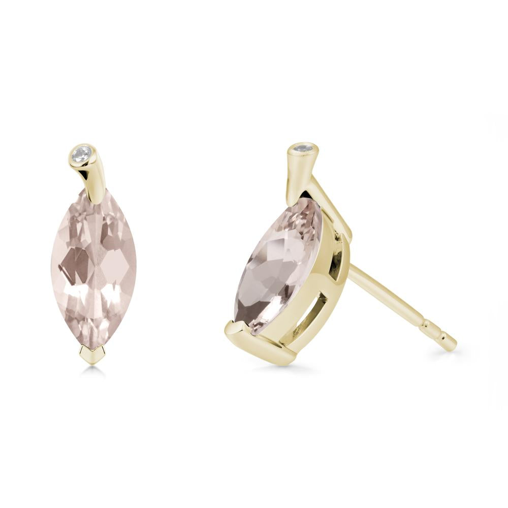 Marquise Morganite Leaf Earrings - LUO Jewelry #metal_14k yellow gold
