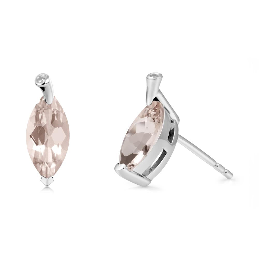 Marquise Morganite Leaf Earrings - LUO Jewelry #metal_18k white gold