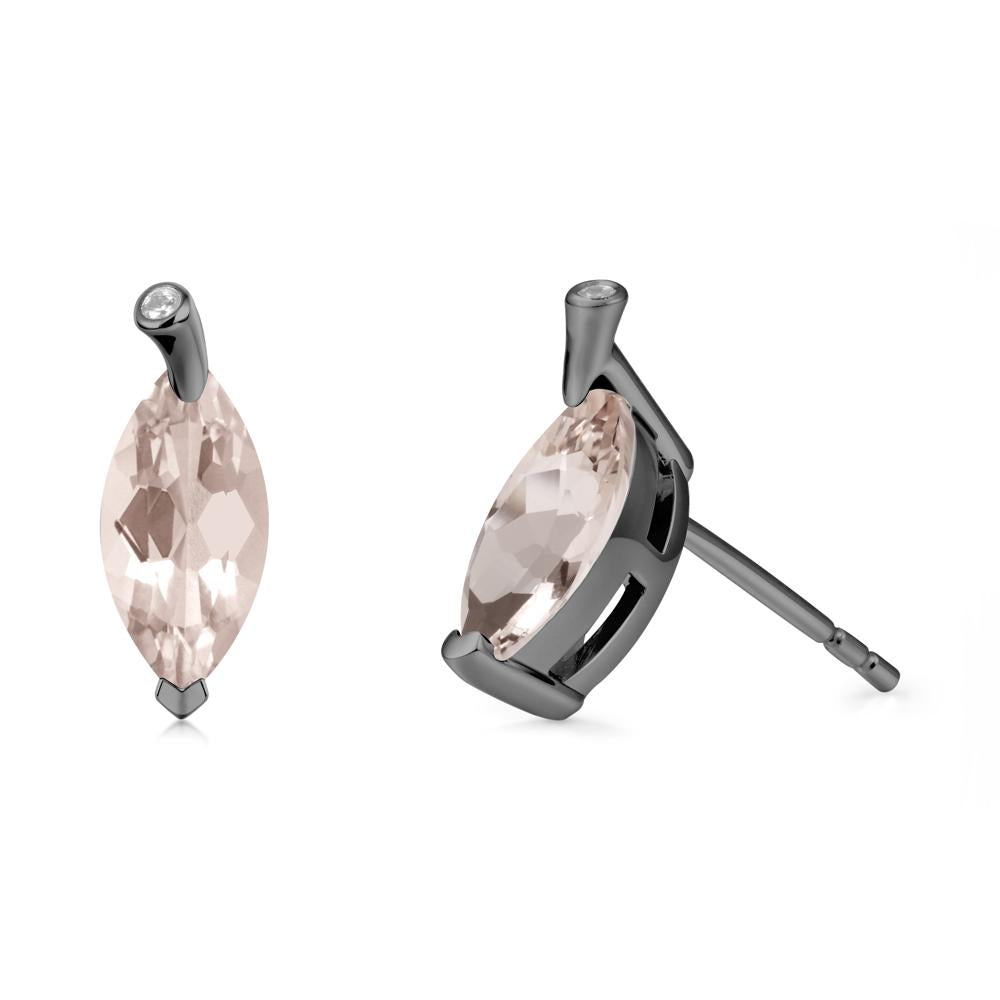 Marquise Morganite Leaf Earrings - LUO Jewelry #metal_black finish sterling silver
