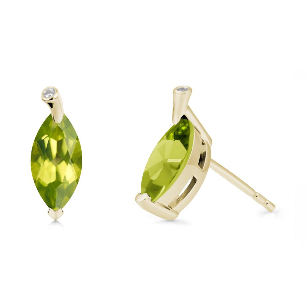 Leaf Inspired Marquise Shaped Peridot Earrings - LUO Jewelry #metal_14k yellow gold