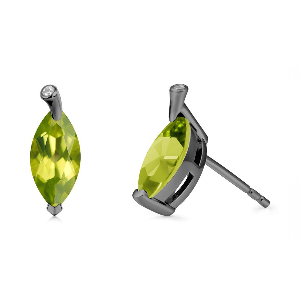 Leaf Inspired Marquise Shaped Peridot Earrings - LUO Jewelry #metal_black finish sterling silver