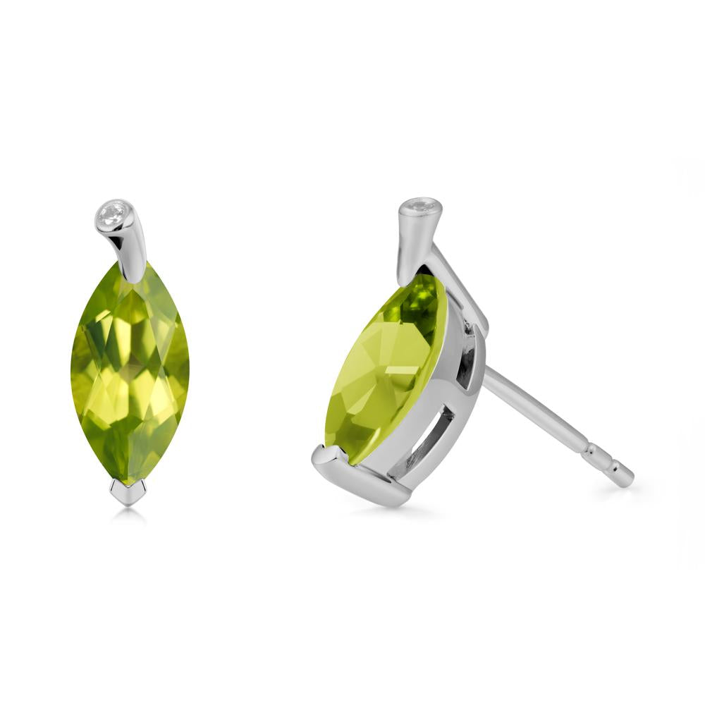 Leaf Inspired Marquise Shaped Peridot Earrings - LUO Jewelry #metal_platinum