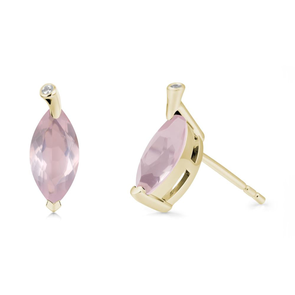 Marquise Rose Quartz Leaf Earrings - LUO Jewelry #metal_14k yellow gold