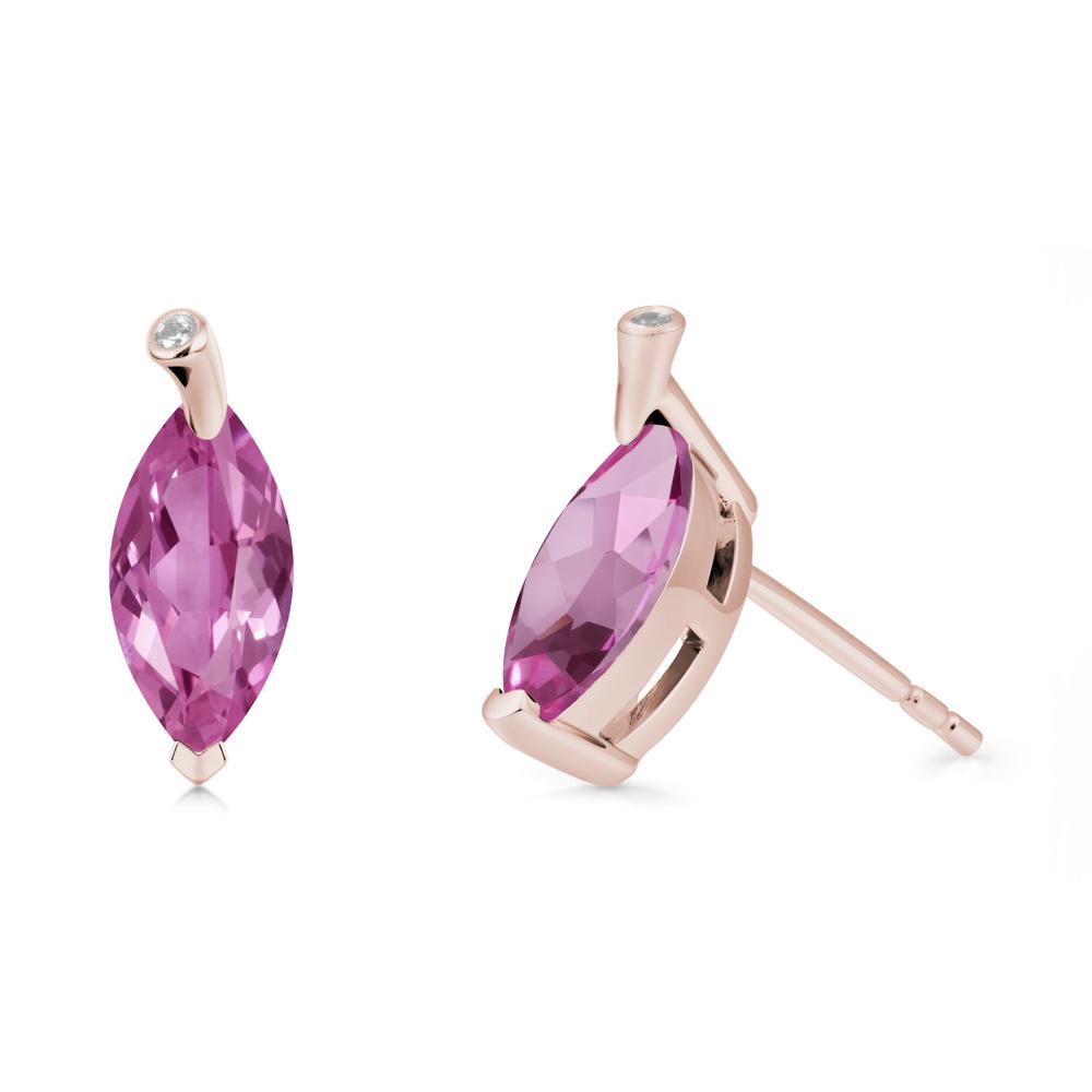 Leaf Inspired Marquise Shaped Pink Sapphire Earrings - LUO Jewelry #metal_14k rose gold