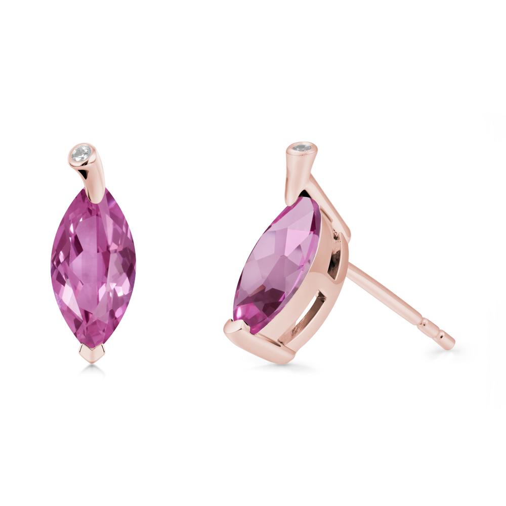 Leaf Inspired Marquise Shaped Pink Sapphire Earrings - LUO Jewelry #metal_18k rose gold