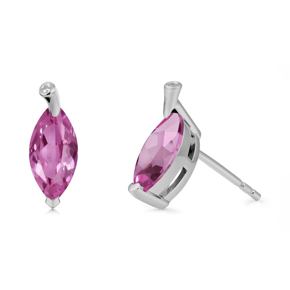 Leaf Inspired Marquise Shaped Pink Sapphire Earrings - LUO Jewelry #metal_platinum