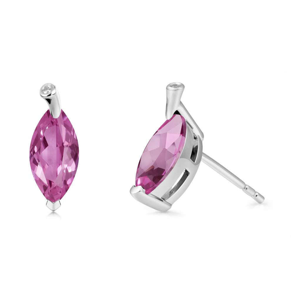 Leaf Inspired Marquise Shaped Pink Sapphire Earrings - LUO Jewelry #metal_sterling silver