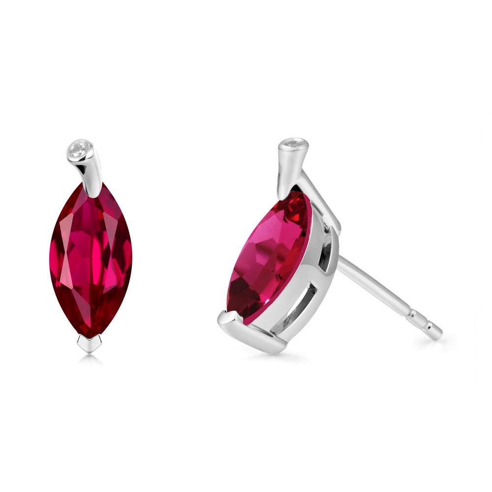 Marquise Ruby Leaf Earrings - LUO Jewelry #metal_14k white gold