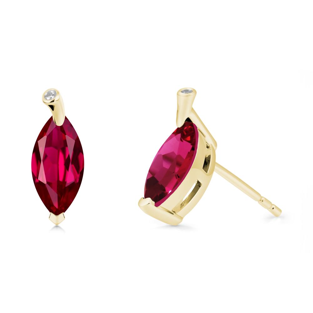 Marquise Ruby Leaf Earrings - LUO Jewelry #metal_18k yellow gold