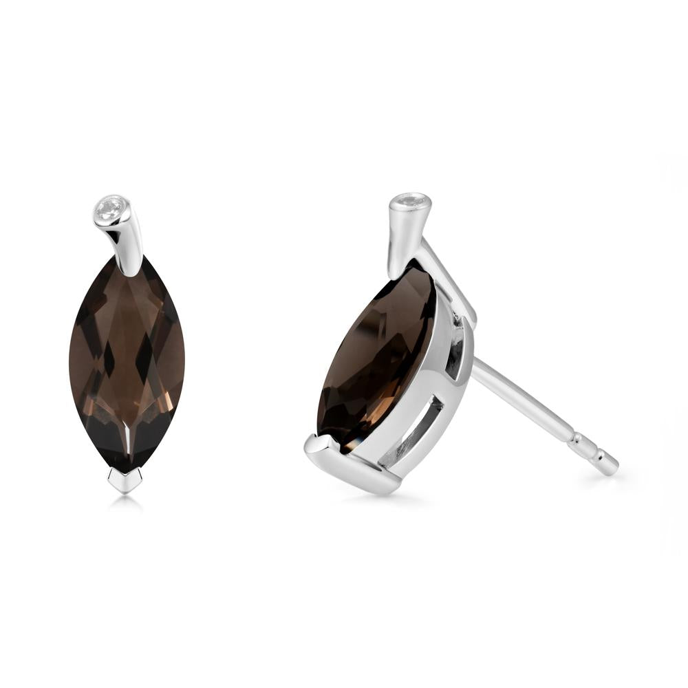 Marquise Smoky Quartz Leaf Earrings - LUO Jewelry #metal_sterling silver