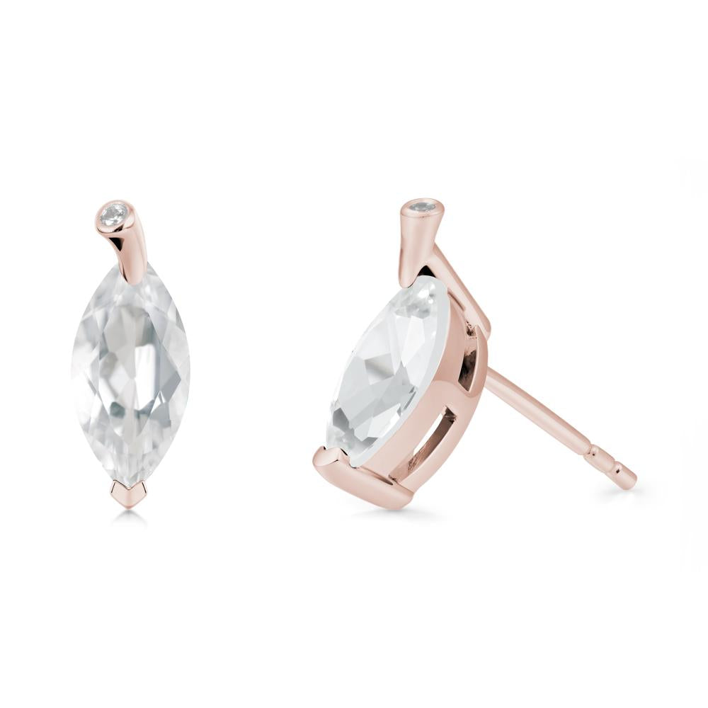 Marquise White Topaz Leaf Earrings - LUO Jewelry #metal_14k rose gold