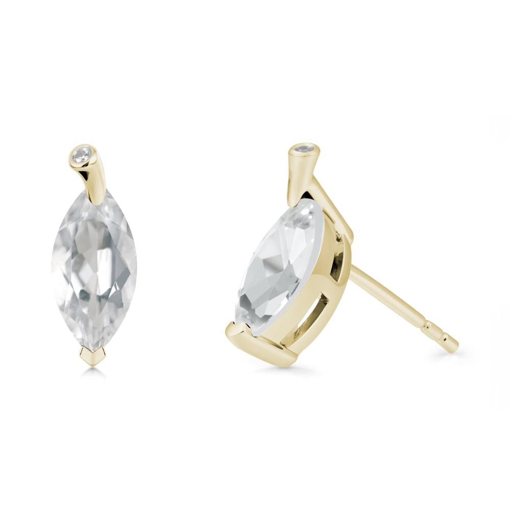 Marquise White Topaz Leaf Earrings - LUO Jewelry #metal_14k yellow gold