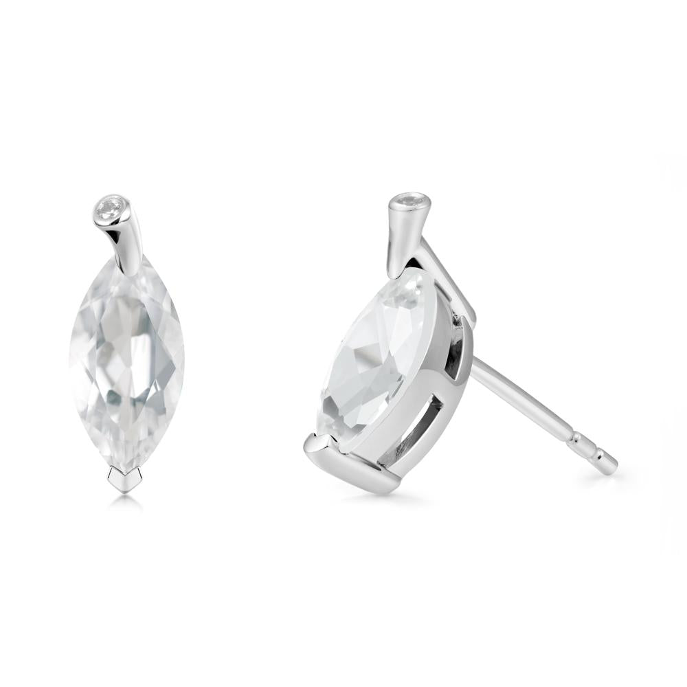Marquise White Topaz Leaf Earrings - LUO Jewelry #metal_18k white gold