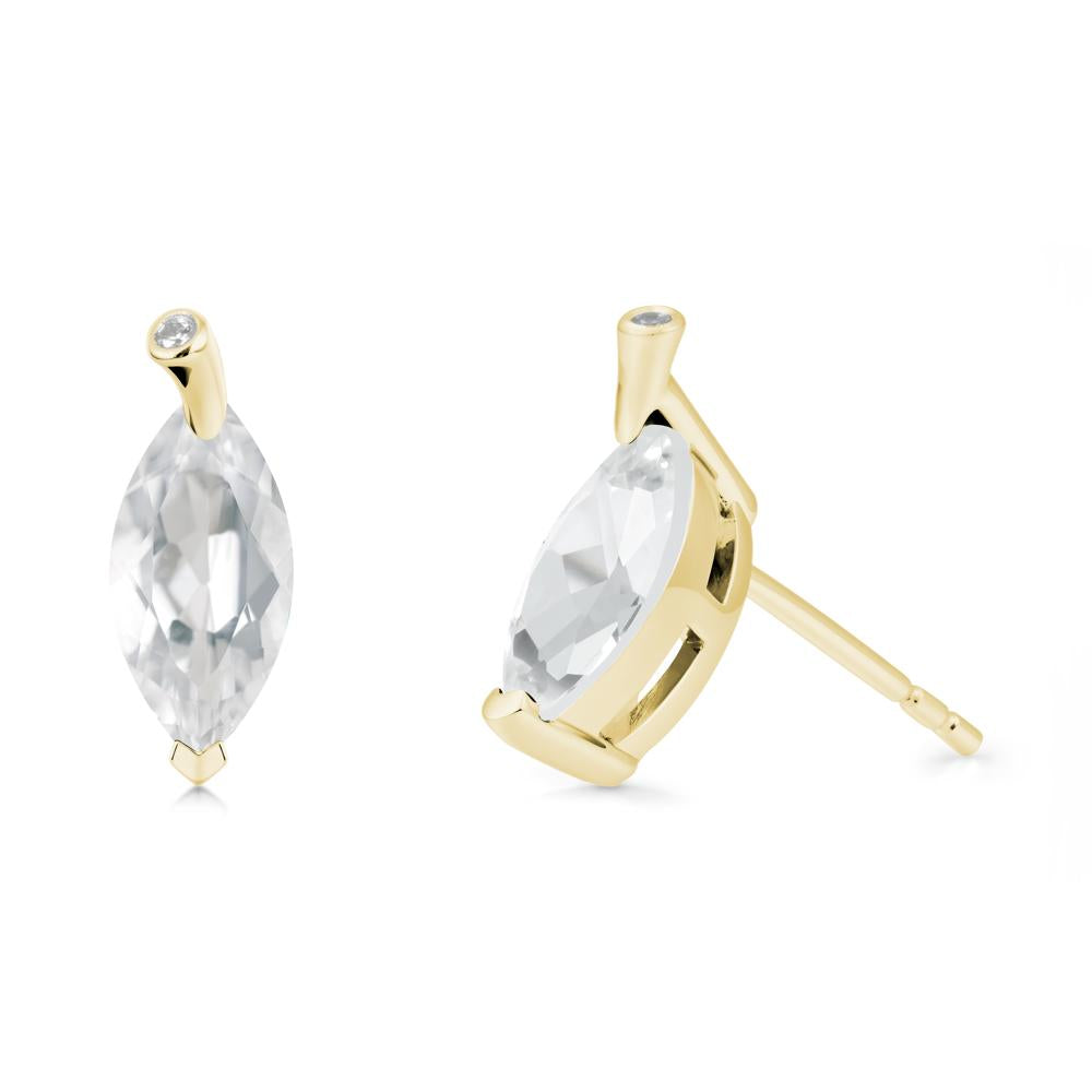Marquise White Topaz Leaf Earrings - LUO Jewelry #metal_18k yellow gold