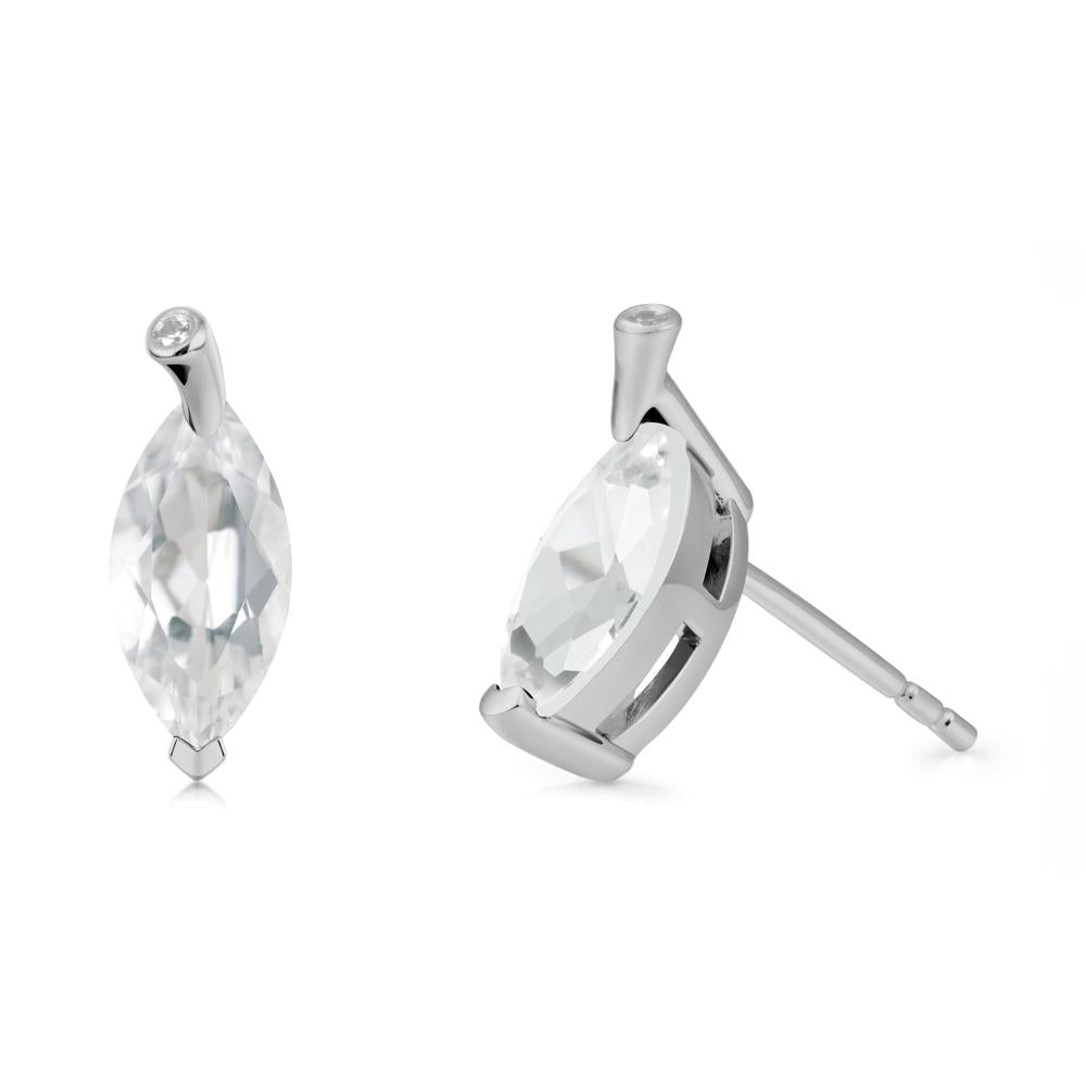 Marquise White Topaz Leaf Earrings - LUO Jewelry #metal_platinum