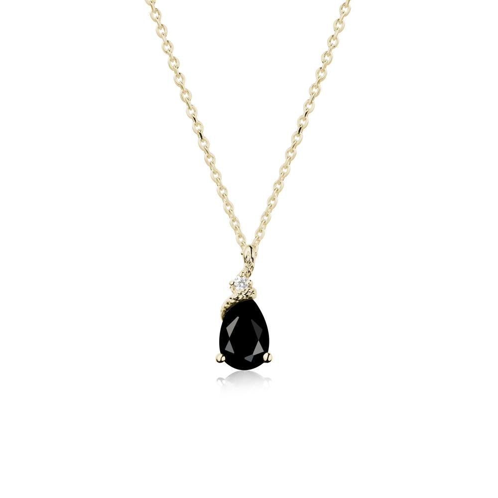 Pear Black Spinel Serpent Necklace - LUO Jewelry #metal_14k yellow gold