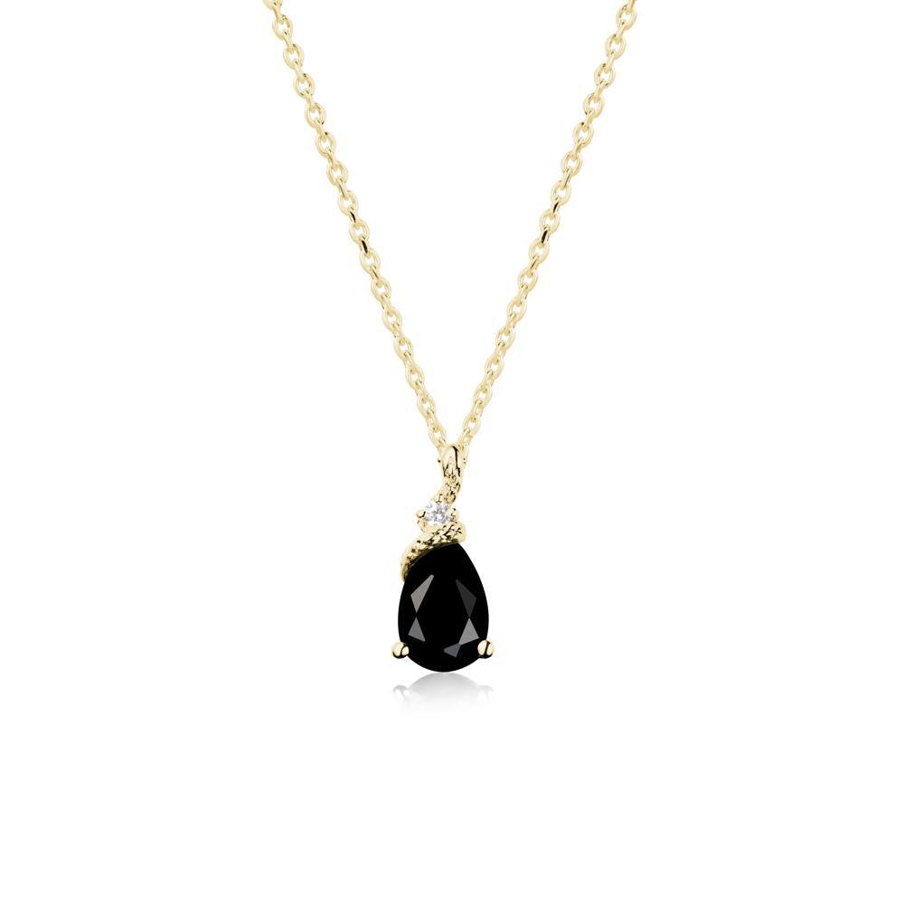 Pear Black Spinel Serpent Necklace - LUO Jewelry #metal_18k yellow gold