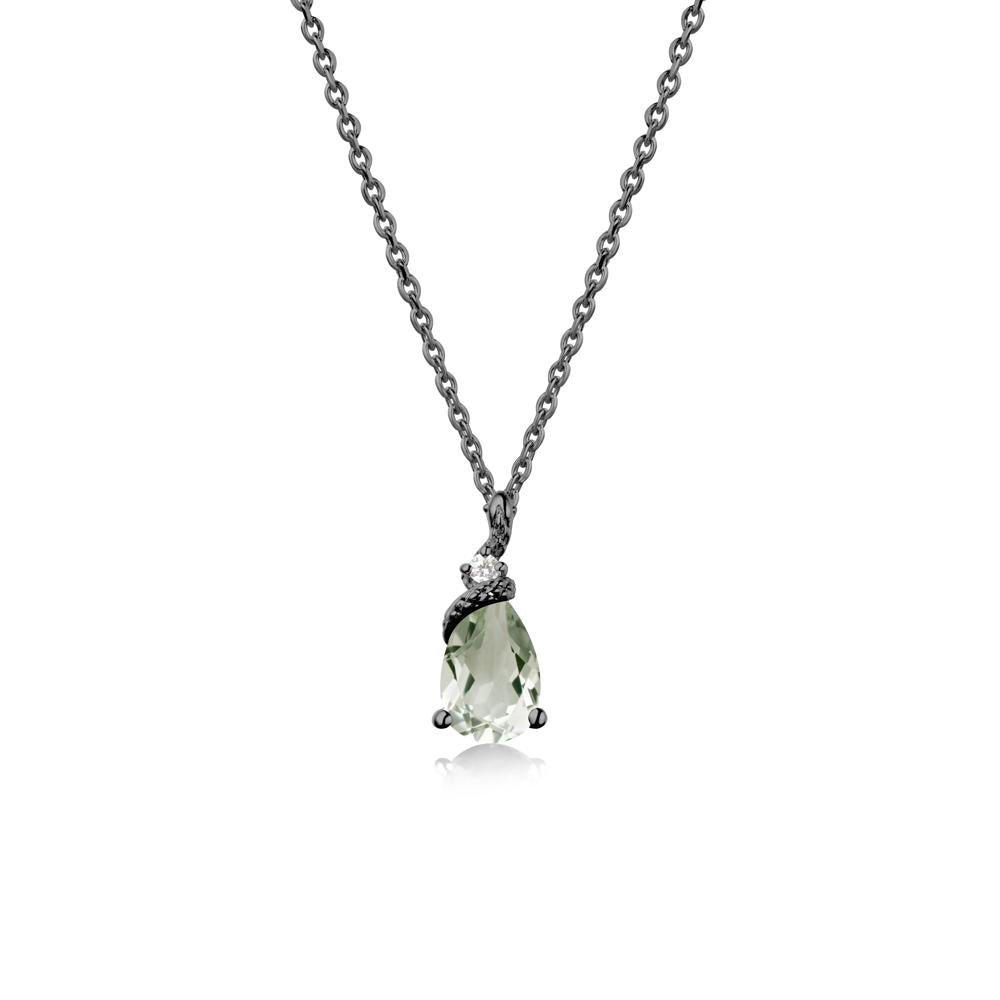 Pear Green Amethyst Snake Necklace - LUO Jewelry #metal_black finish sterling silver