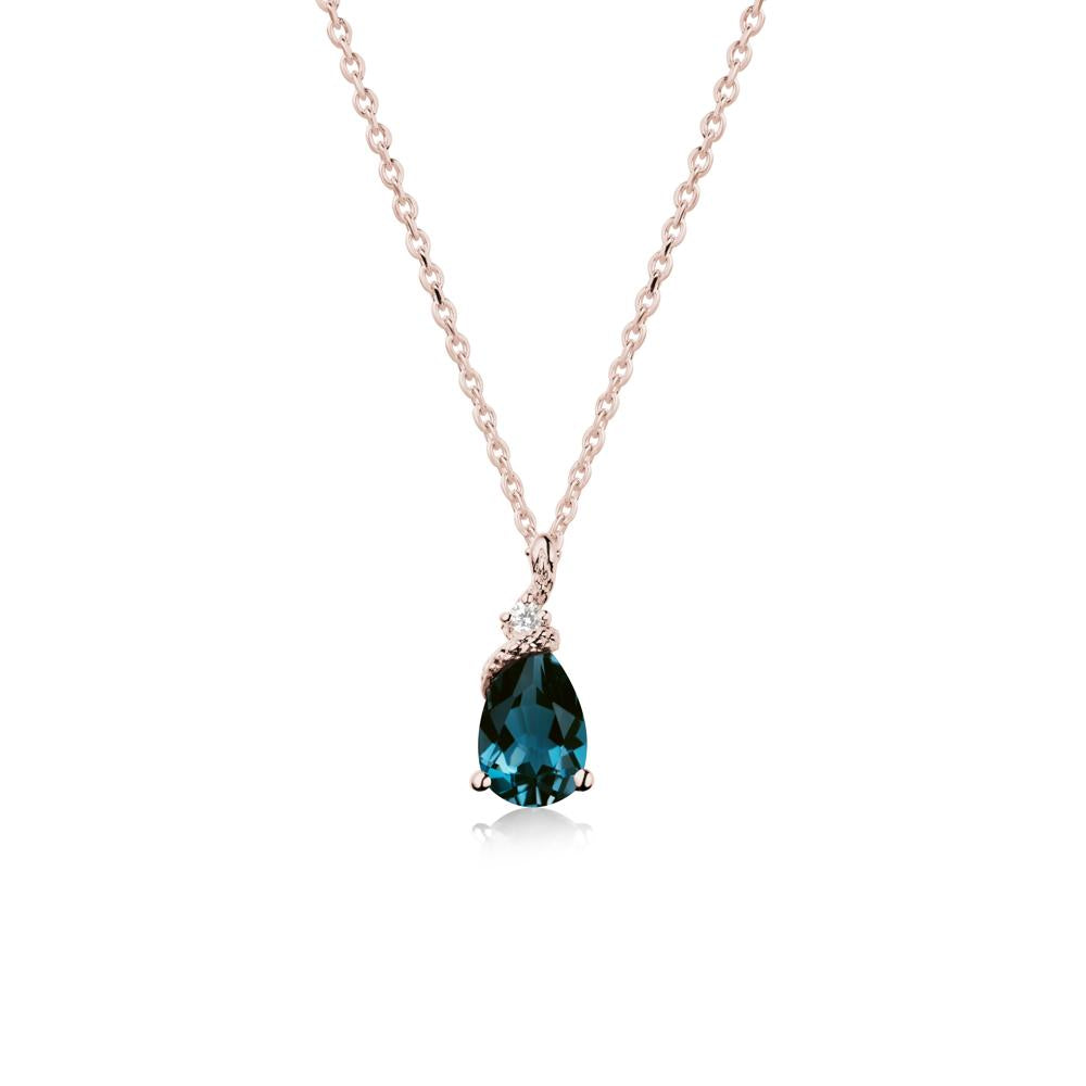 Pear London Blue Topaz Snake Necklace - LUO Jewelry #metal_14k rose gold