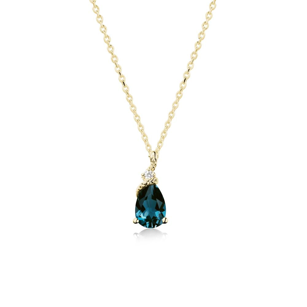 Pear London Blue Topaz Snake Necklace - LUO Jewelry #metal_18k yellow gold
