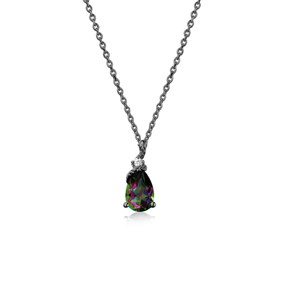 Pear Mystic Topaz Snake Necklace - LUO Jewelry #metal_black finish sterling silver