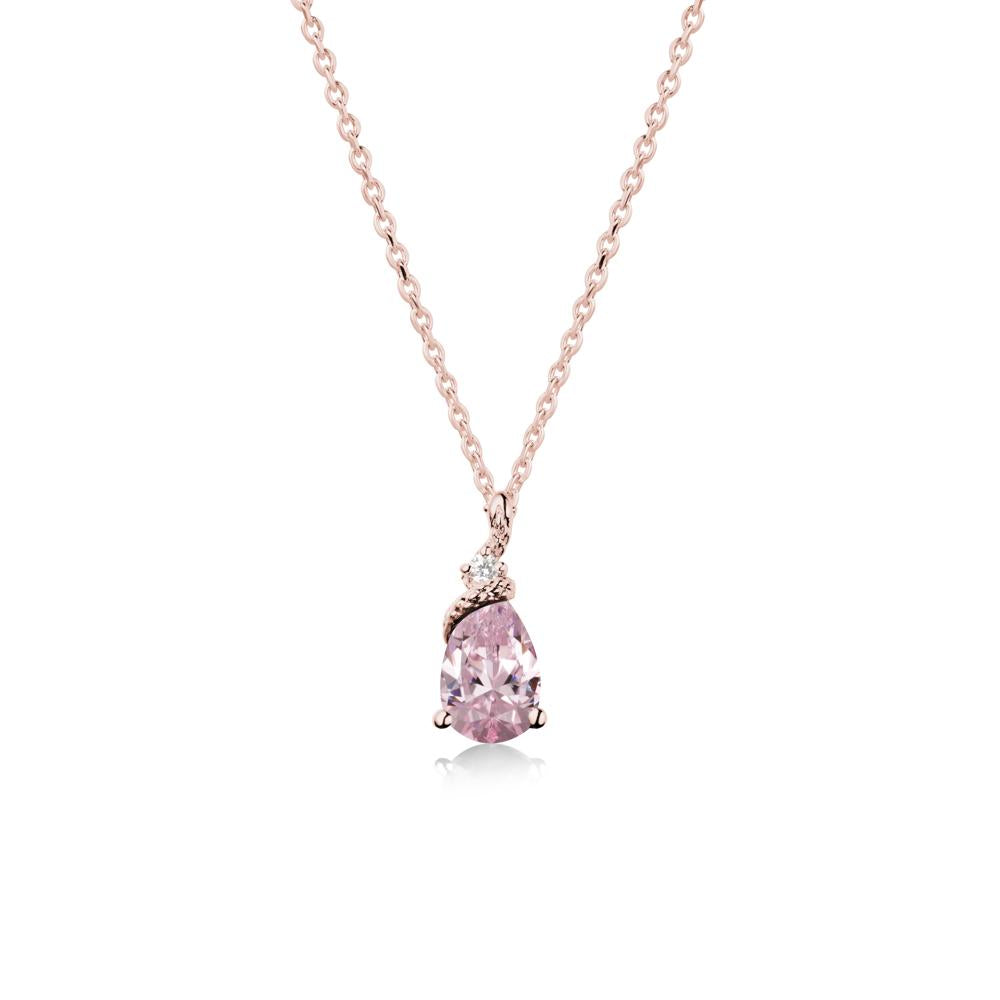 Pear Pink Cubic Zirconia Serpent Necklace - LUO Jewelry #metal_18k rose gold