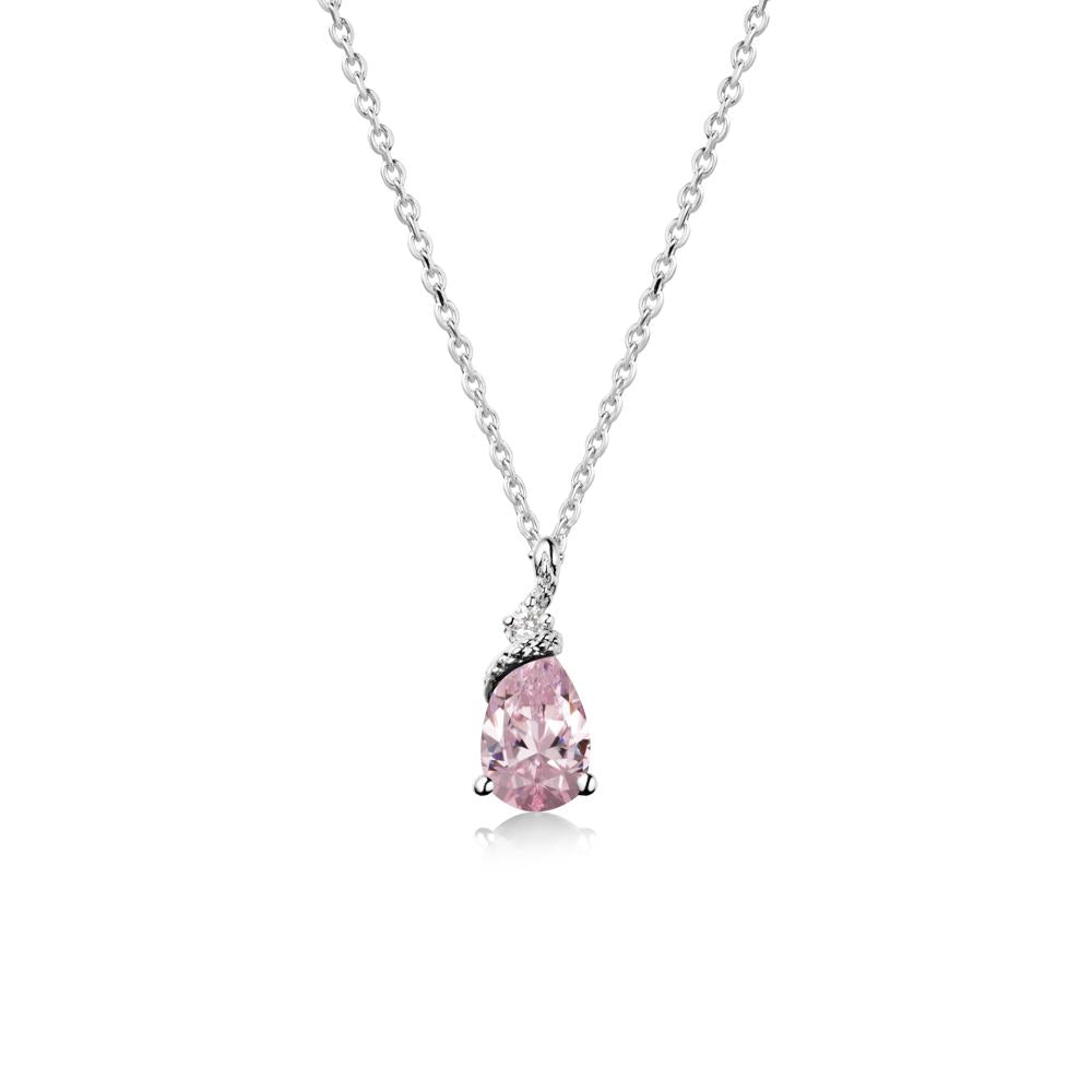 Pear Pink Cubic Zirconia Serpent Necklace - LUO Jewelry #metal_sterling silver