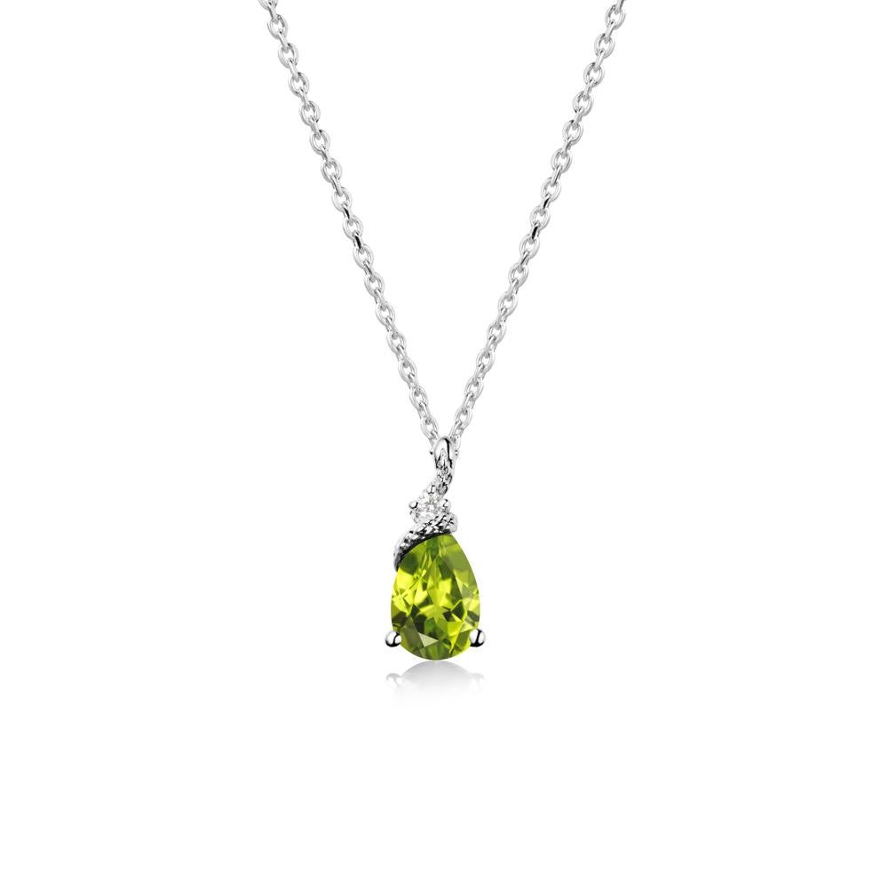 Serpent Pear Cut Peridot Necklace - LUO Jewelry #metal_14k white gold