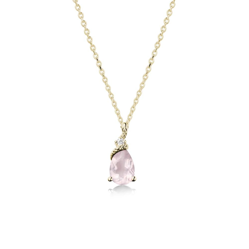 Pear Rose Quartz Snake Necklace - LUO Jewelry #metal_14k yellow gold