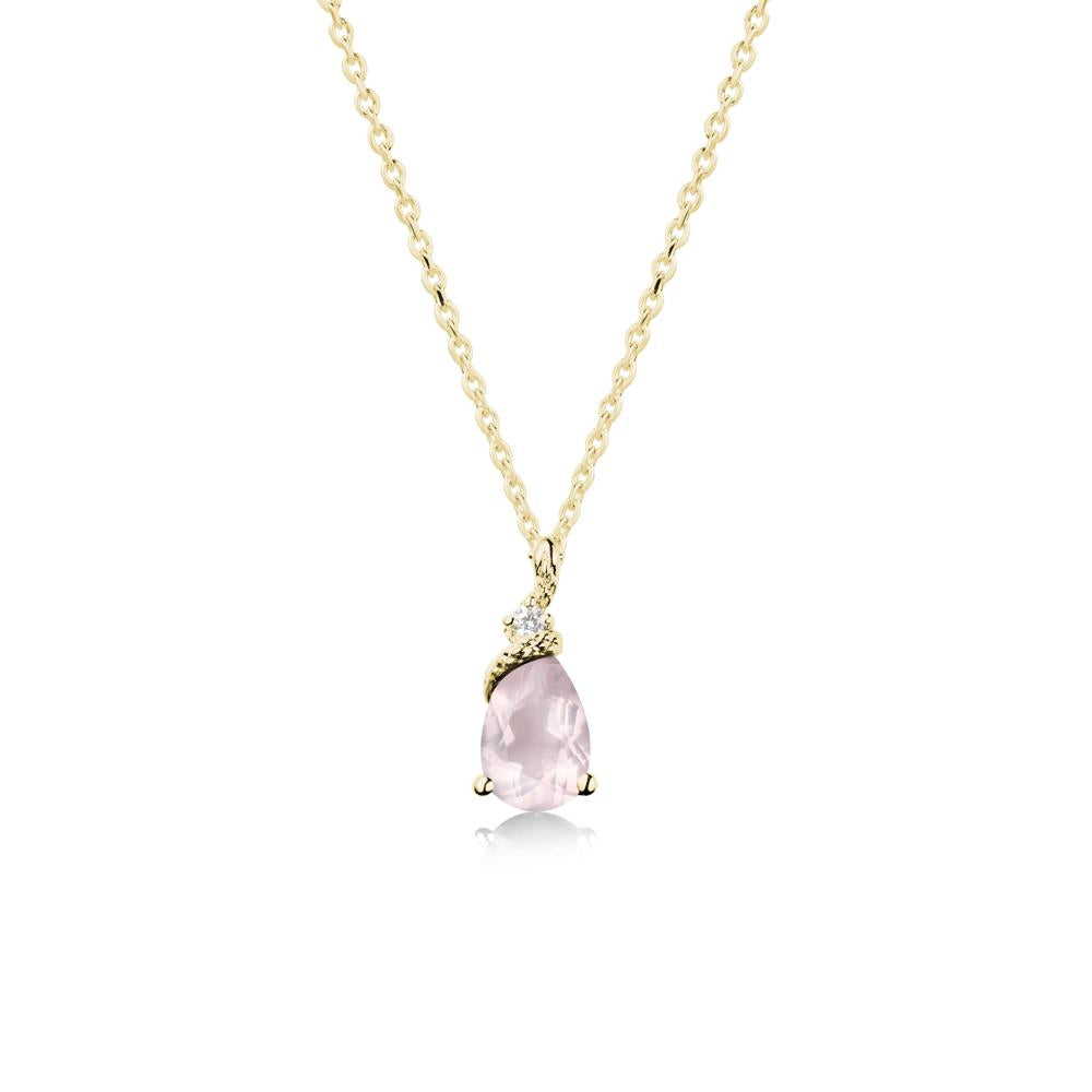 Pear Rose Quartz Snake Necklace - LUO Jewelry #metal_18k yellow gold