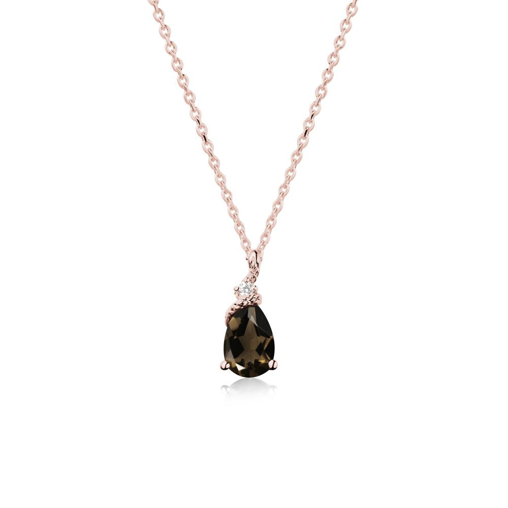 Pear Smoky Quartz Snake Necklace - LUO Jewelry #metal_18k rose gold