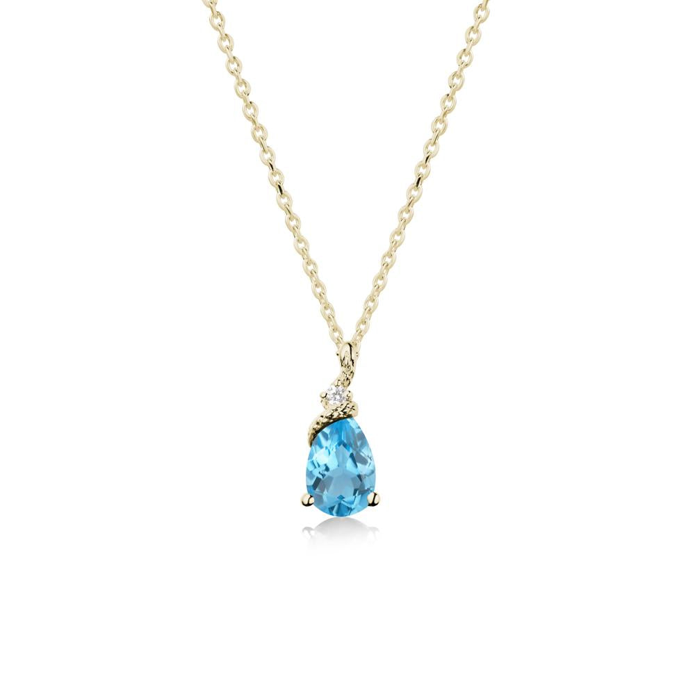 Pear Swiss Blue Topaz Serpent Necklace - LUO Jewelry #metal_14k yellow gold