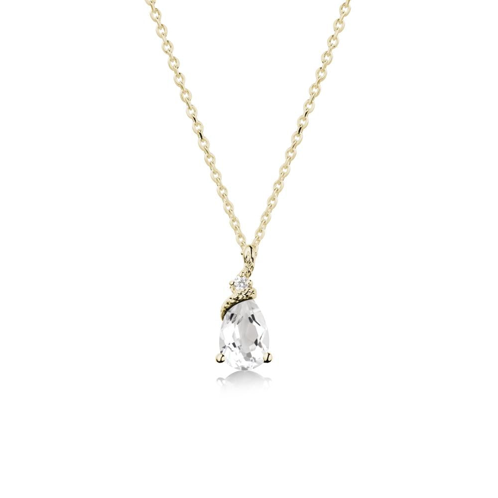 Serpent Pear Cut White Topaz Necklace - LUO Jewelry #metal_14k yellow gold
