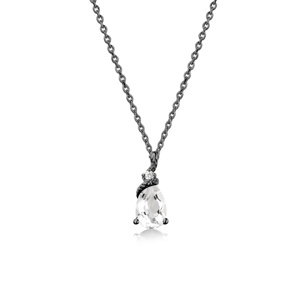 Serpent Pear Cut White Topaz Necklace - LUO Jewelry #metal_black finish sterling silver