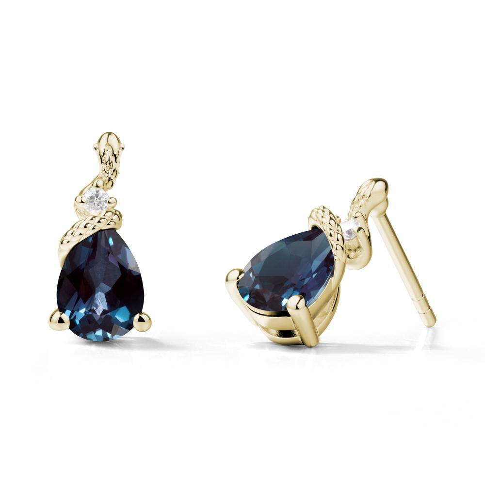 Pear Shaped Alexandrite Sanke Earrings - LUO Jewelry #metal_14k yellow gold