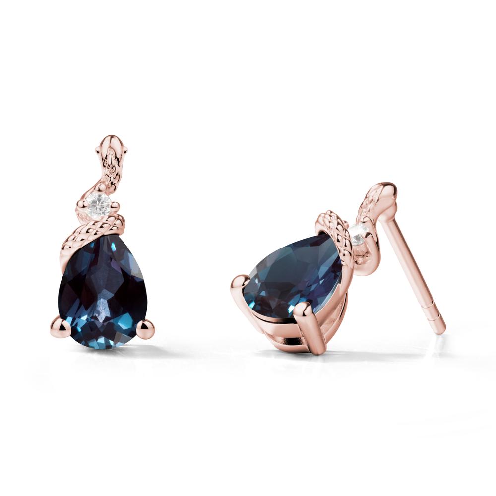 Pear Shaped Alexandrite Sanke Earrings - LUO Jewelry #metal_18k rose gold