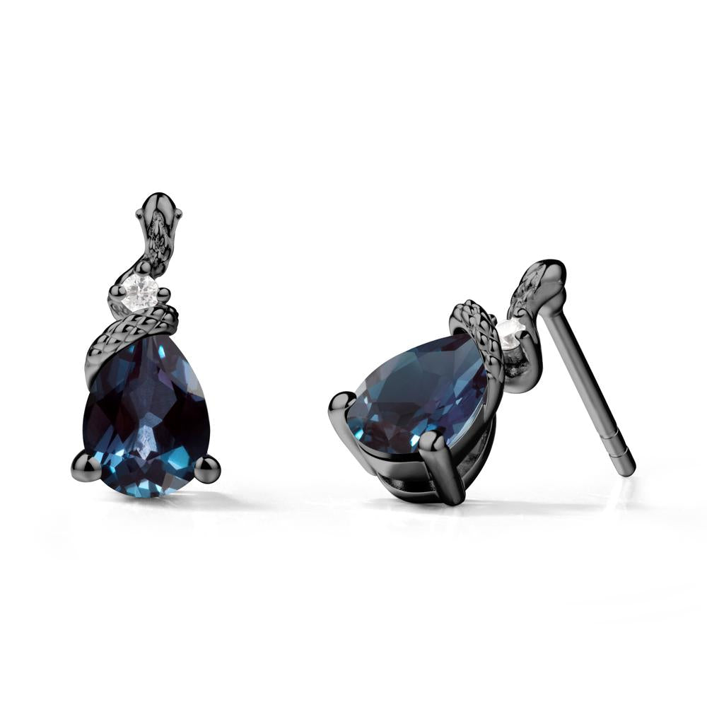 Pear Shaped Alexandrite Sanke Earrings - LUO Jewelry #metal_black finish sterling silver