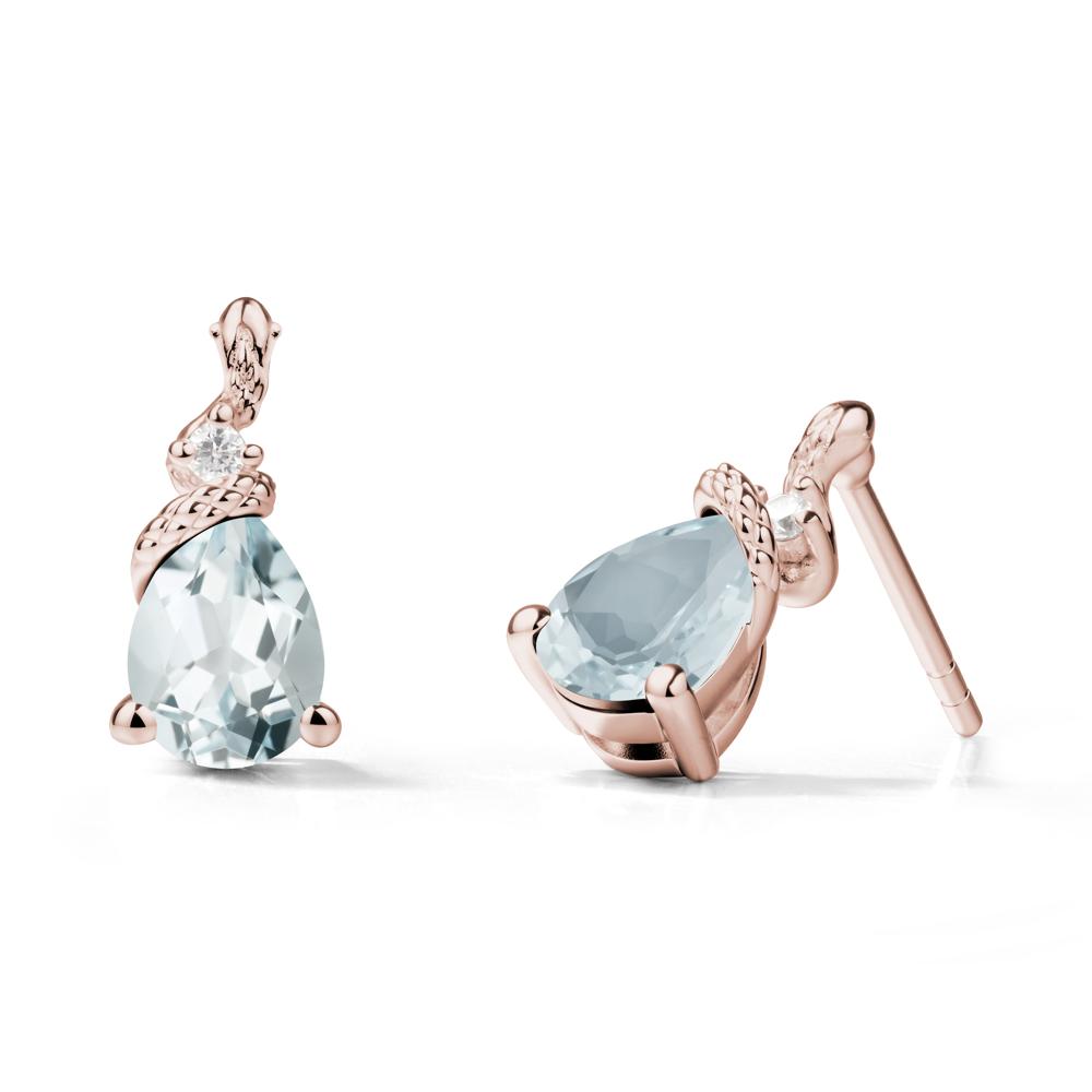 Pear Shaped Aquamarine Sanke Earrings - LUO Jewelry #metal_14k rose gold