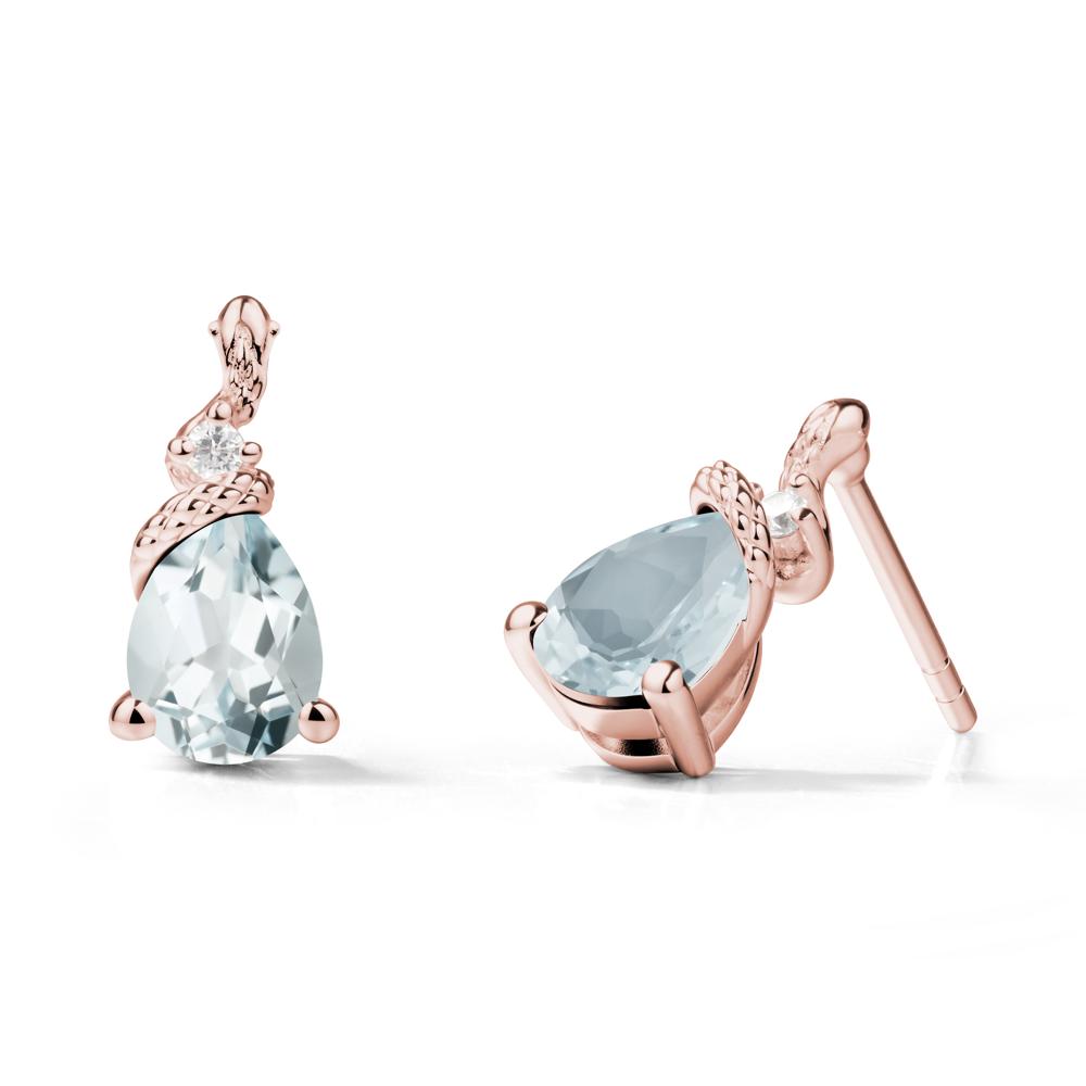 Pear Shaped Aquamarine Sanke Earrings - LUO Jewelry #metal_18k rose gold