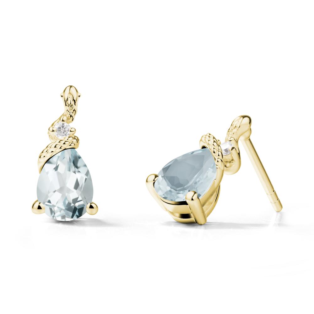 Pear Shaped Aquamarine Sanke Earrings - LUO Jewelry #metal_18k yellow gold