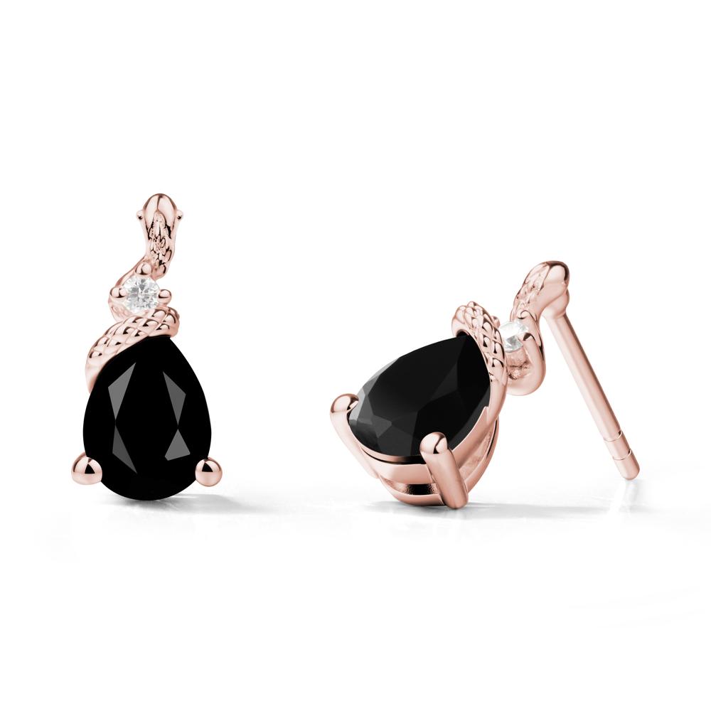 Sanke Inspired Teardrop Black Spinel Earrings - LUO Jewelry #metal_18k rose gold